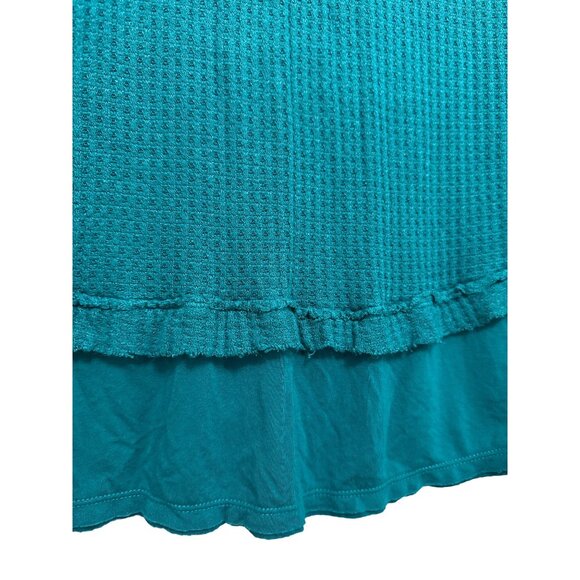 We The Free Teal Laguna Waffle Knit Long Sleeve V-Neck Tunic Top S - Picture 5 of 8